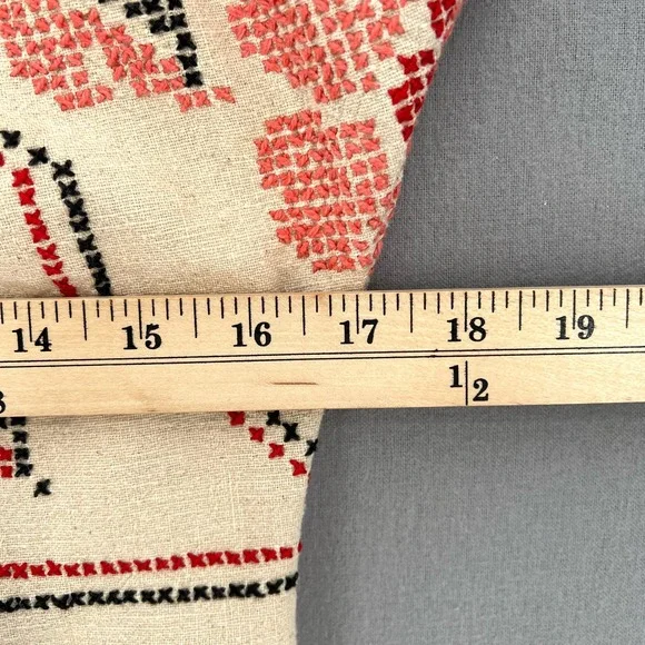 LEEBA MARKS Vintage Shirt Womens Large Cream Embroidered Boho Peasant - Picture 9 of 12